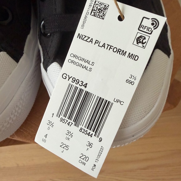 NEW Adidas Nizza Youth Girls Platform Shoes Sneakers Black/Pink - Picture 3 of 3